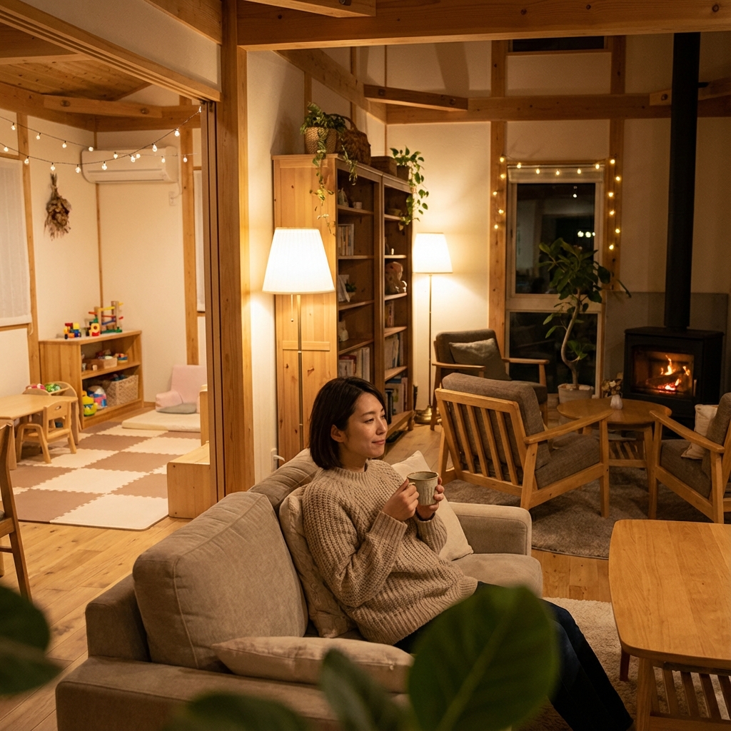 カフェでくつろぐ保護者